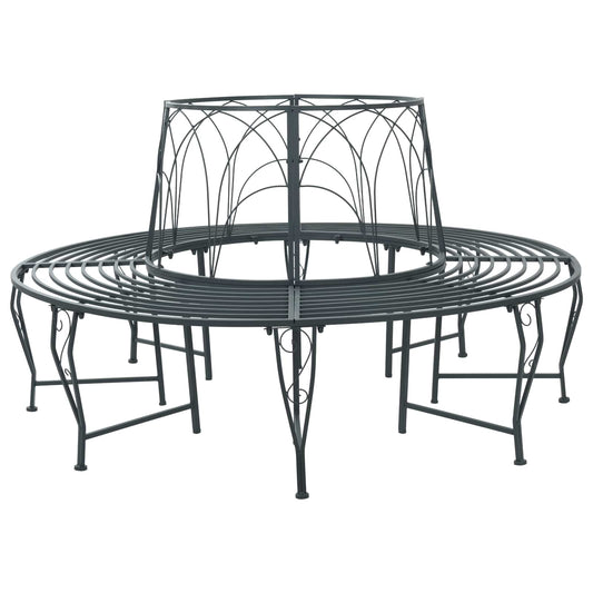 Tree Bench 8-Seater Ø 160 x 89 cm Steel Silver Grey Round