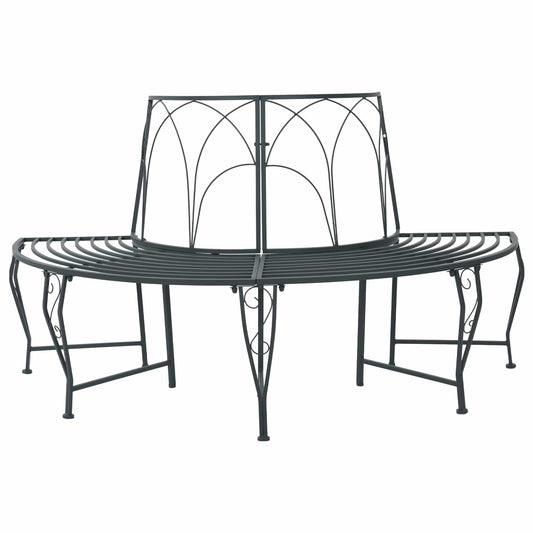 Tree Bench 4-Seater 160 x 80 x 89 cm Steel Silver Grey