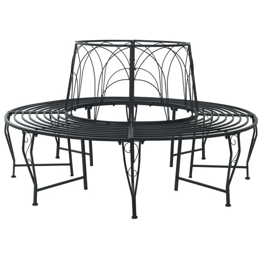 Tree Bench 8-Seater Ø 160 x 89 cm Steel Black Round