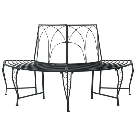 Tree Bench 4-Seater 160 x 80 x 89 cm Steel Black Half-round