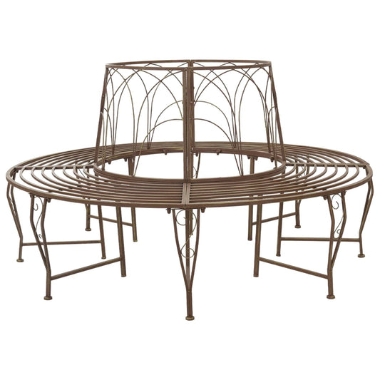 Tree Bench 8-Seater Ø 160 x 89 cm Steel Antique Brown Round