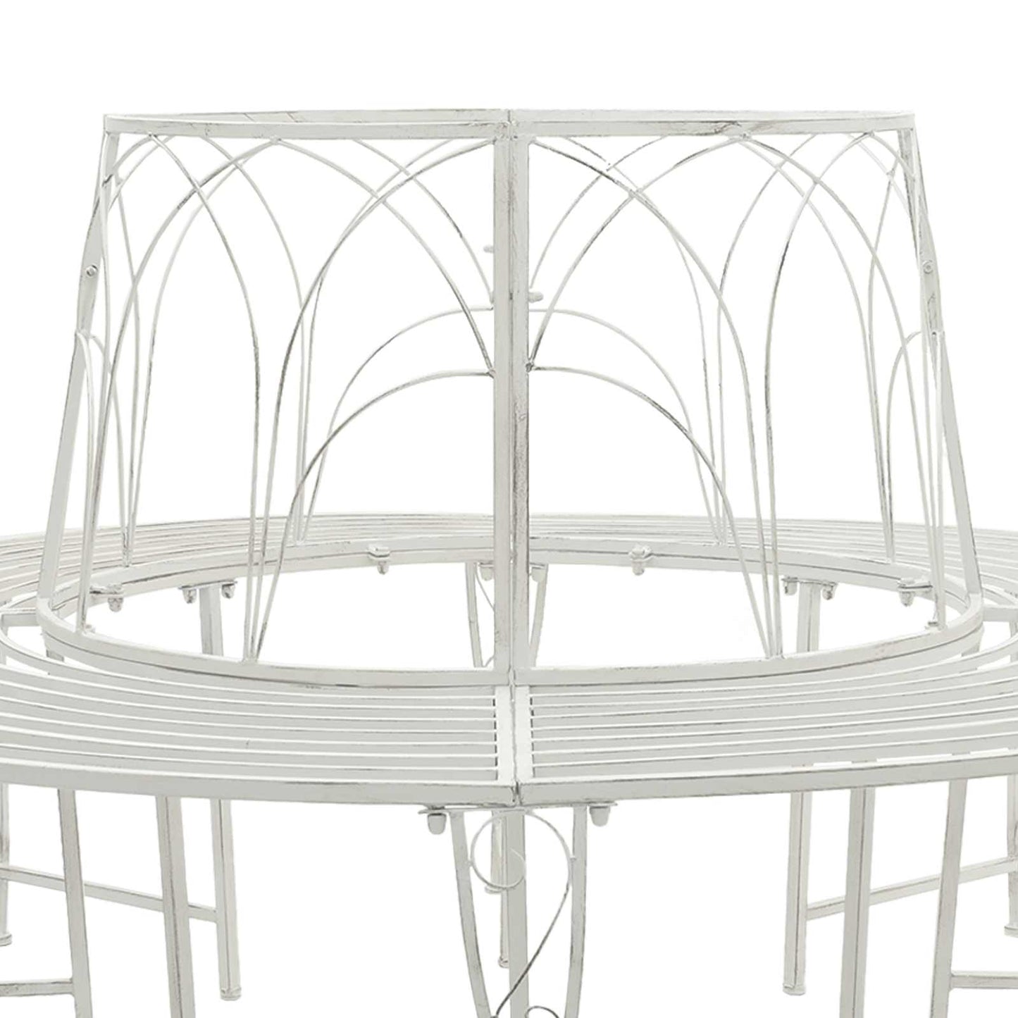 Tree Bench 8-Seater Ø 160 x 89 cm Steel Antique White Round