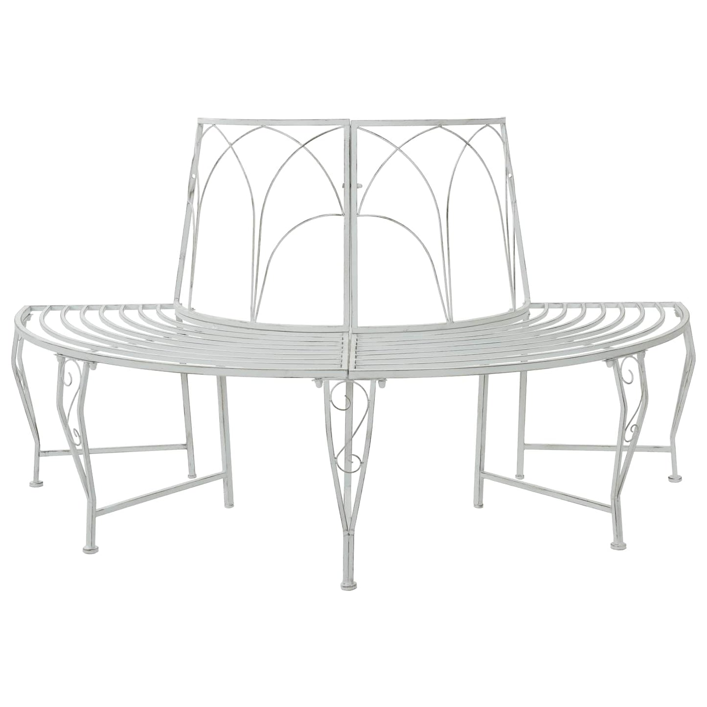 Tree Bench 4-Seater 160 x 80 x 89 cm Steel Antique White