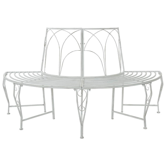 Tree Bench 4-Seater 160 x 80 x 89 cm Steel Antique White