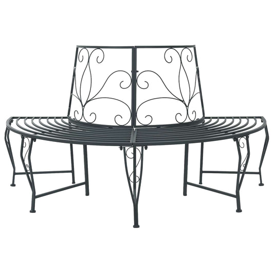 Tree Bench 4-Seater 160 x 80 x 89 cm Steel Silver Grey