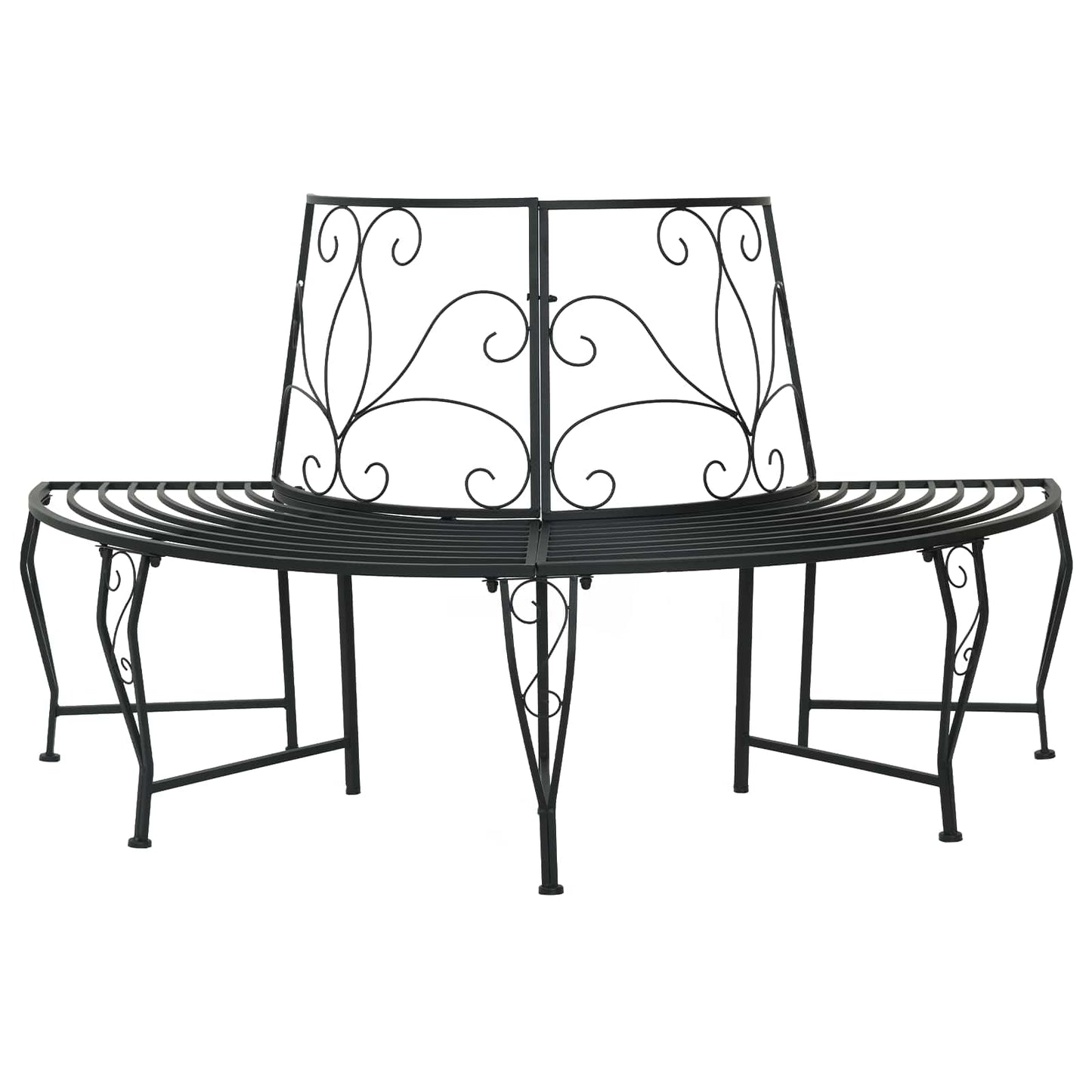 Tree Bench 4-Seater 160 x 80 x 89 cm Steel Black Half-round