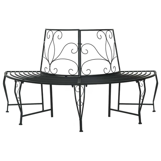 Tree Bench 4-Seater 160 x 80 x 89 cm Steel Black Half-round