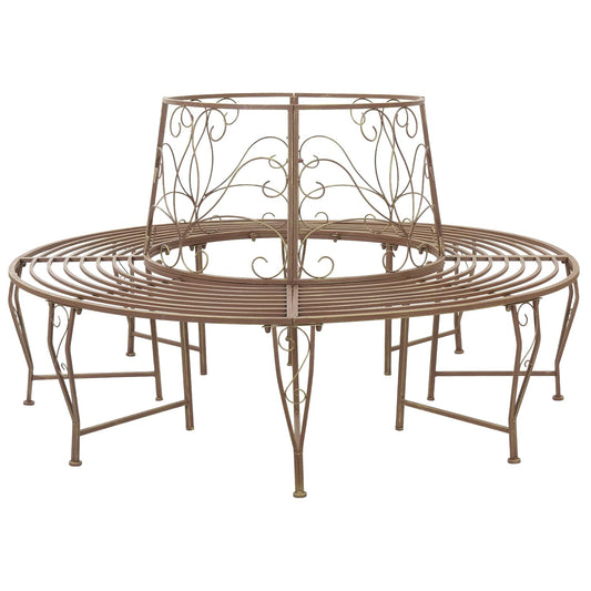 Tree Bench 8-Seater Ø 160 x 89 cm Steel Antique Brown Round