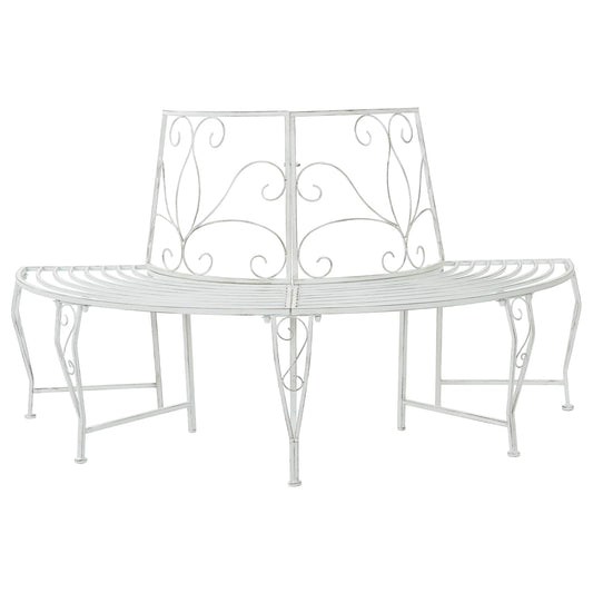 Tree Bench 4-Seater 160 x 80 x 89 cm Steel Antique White