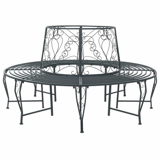 Tree Bench 8-Seater Ø 160 x 89 cm Steel Silver Grey Round