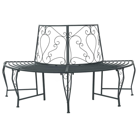 Tree Bench 4-Seater 160 x 80 x 89 cm Steel Silver Grey