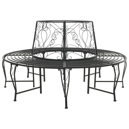 Tree Bench 8-Seater Ø 160 x 89 cm Steel Black Round