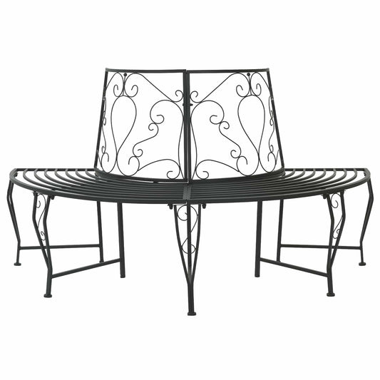 Tree Bench 4-Seater 160 x 80 x 89 cm Steel Black Half-round