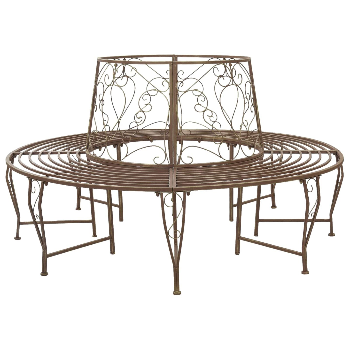 Tree Bench 8-Seater Ø 160 x 89 cm Steel Antique Brown Round