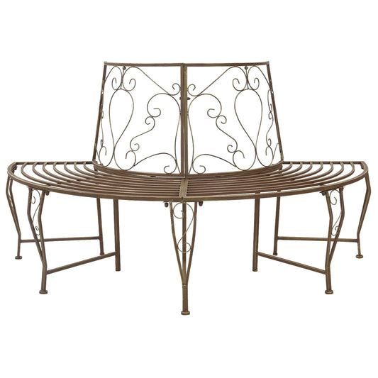 Tree Bench 4-Seater 160 x 80 x 89 cm Steel Antique Brown