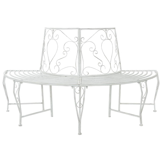 Tree Bench 4-Seater 160 x 80 x 89 cm Steel Antique White