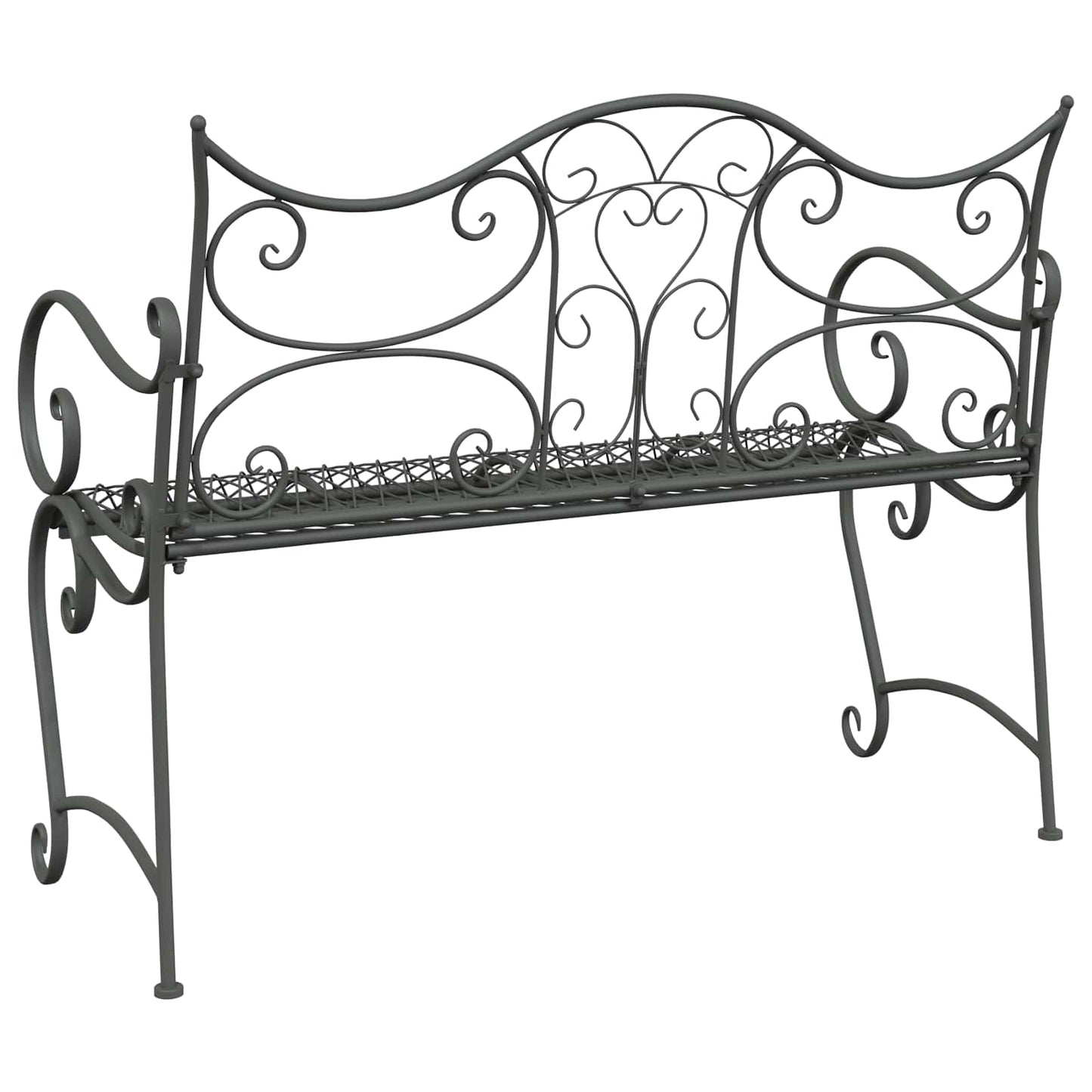 Garden Bench 2-Seater 114 x 56.5 x 90 cm Steel Silver Grey