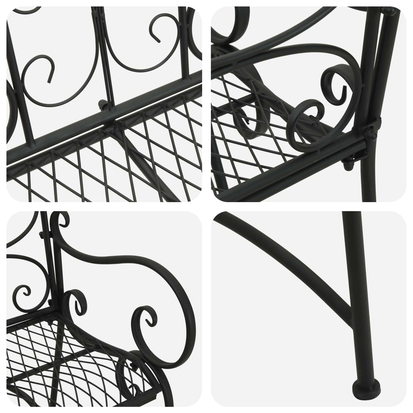 Garden Bench 2-Seater 114 x 56.5 x 90 cm Steel Black