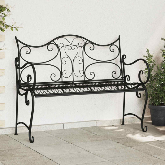 Garden Bench 2-Seater 114 x 56.5 x 90 cm Steel Black