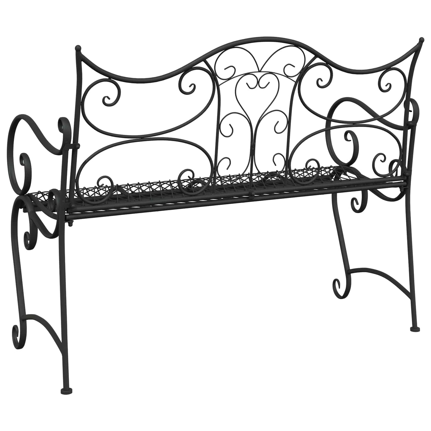 Garden Bench 2-Seater 114 x 56.5 x 90 cm Steel Black