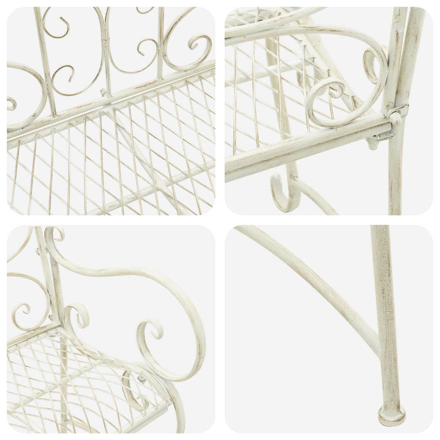 Garden Bench 2-Seater 114 x 56.5 x 90 cm Steel Antique White