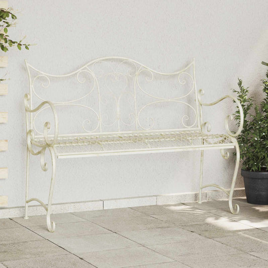 Garden Bench 2-Seater 114 x 56.5 x 90 cm Steel Antique White