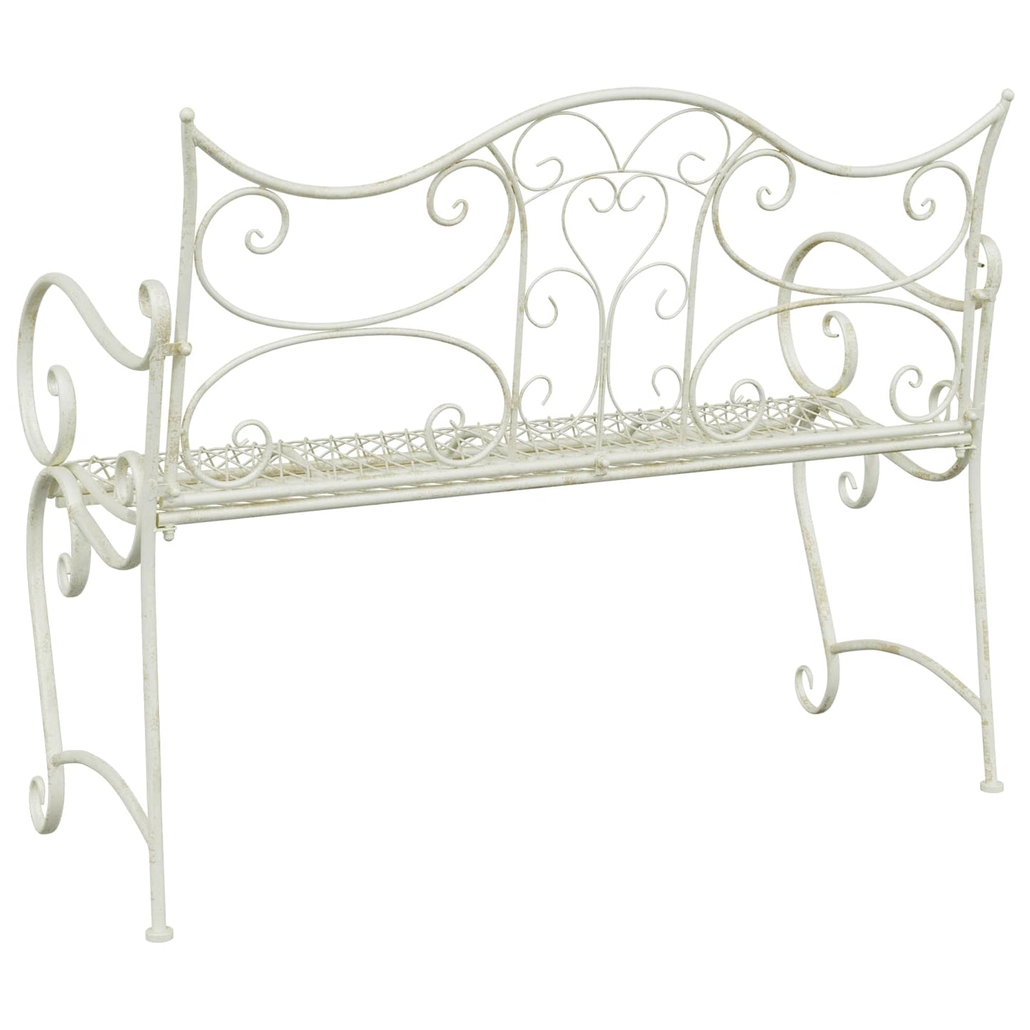 Garden Bench 2-Seater 114 x 56.5 x 90 cm Steel Antique White
