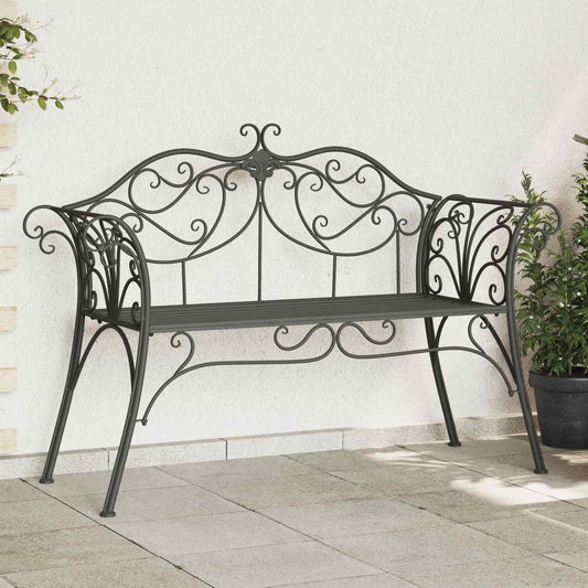Garden Bench 2-Seater 130 x 47 x 90 cm Steel Silver Grey