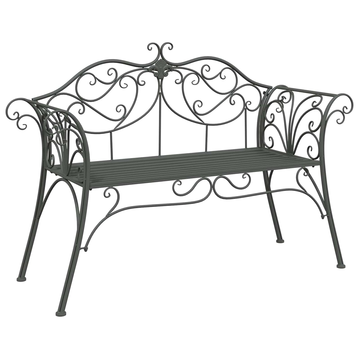 Garden Bench 2-Seater 130 x 47 x 90 cm Steel Silver Grey