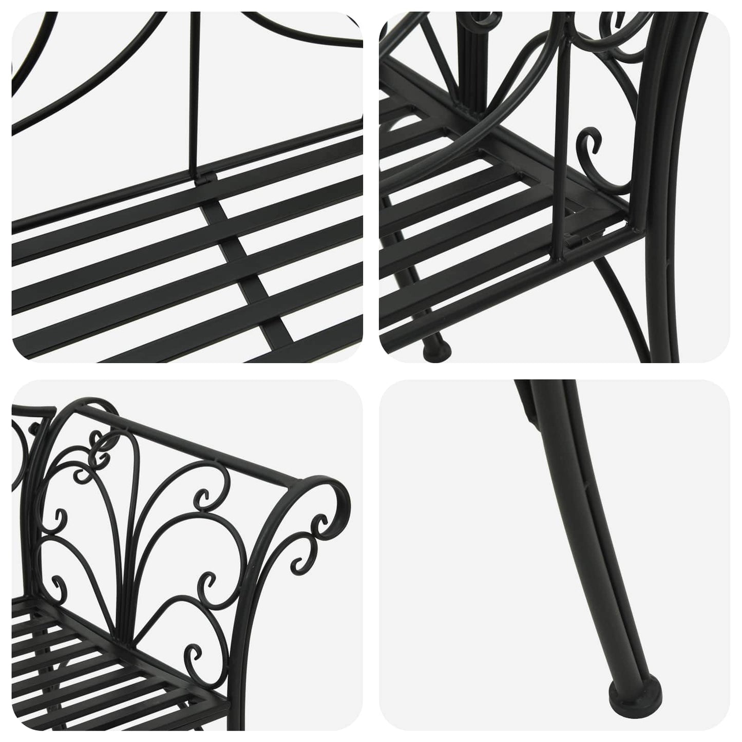 Garden Bench 2-Seater 130 x 47 x 90 cm Steel Black