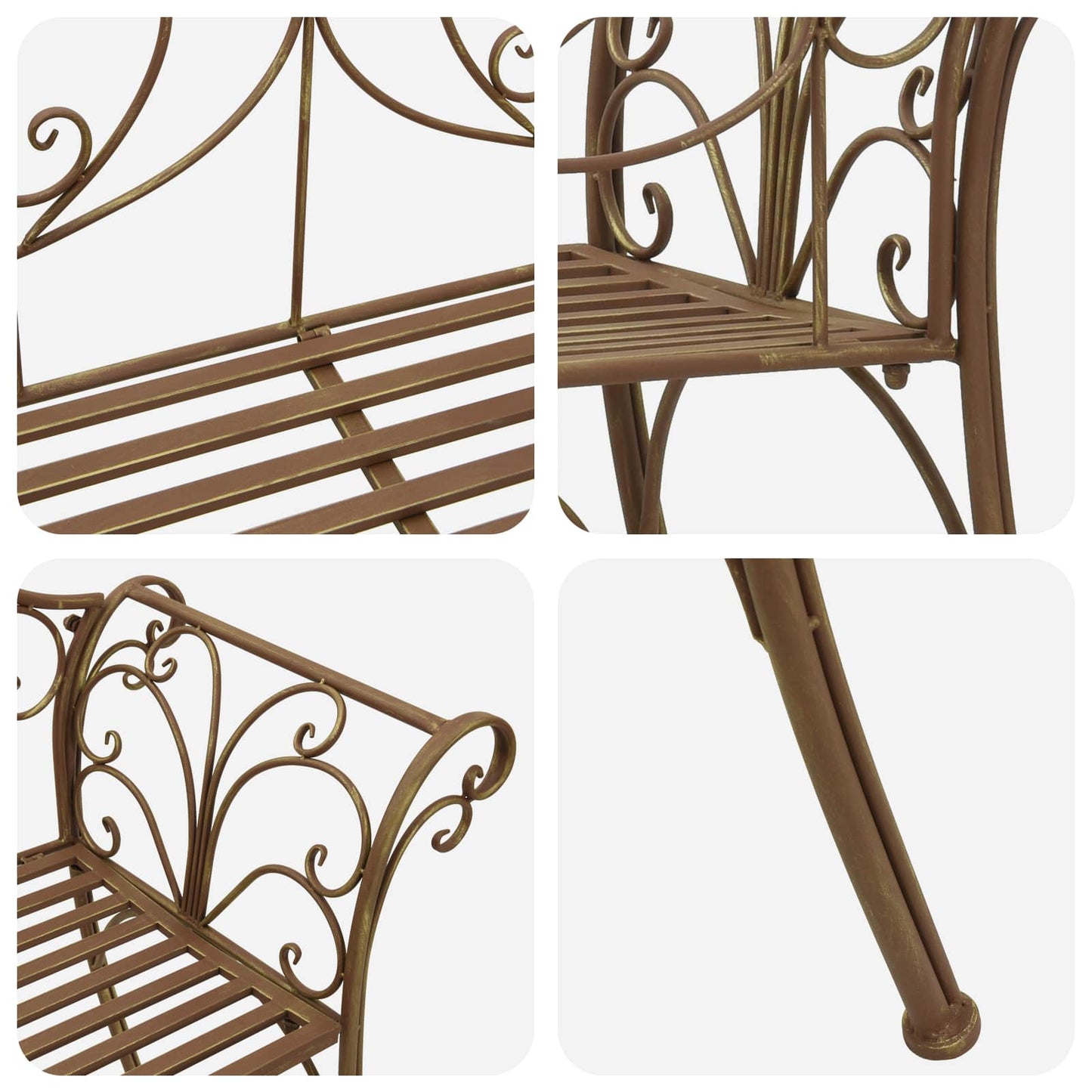 Garden Bench 2-Seater 130 x 47 x 90 cm Steel Antique Brown