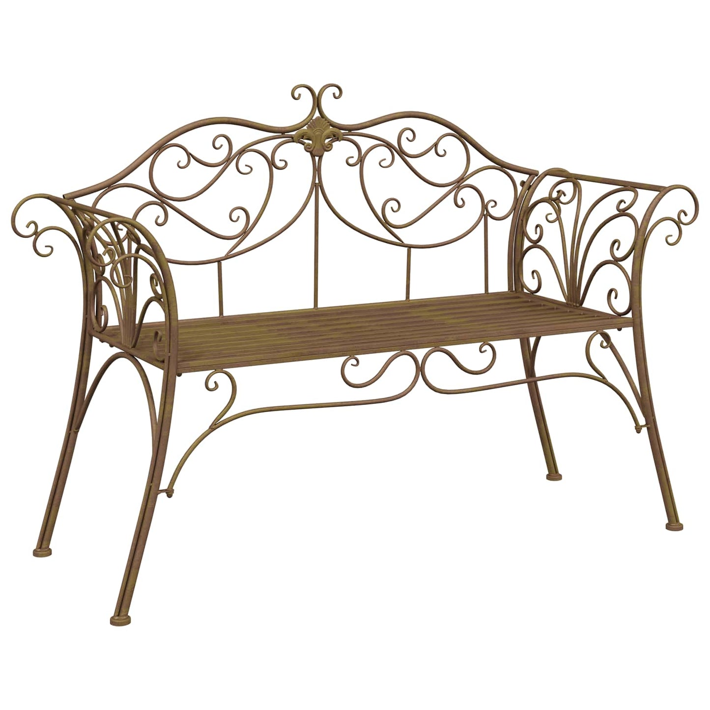 Garden Bench 2-Seater 130 x 47 x 90 cm Steel Antique Brown