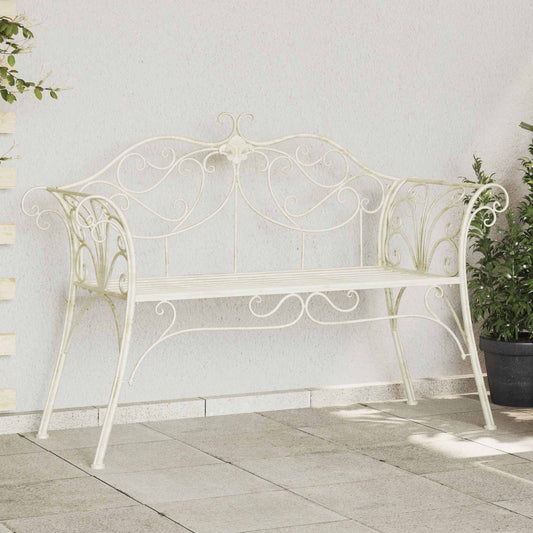 Garden Bench 2-Seater 130 x 47 x 90 cm Steel Antique White