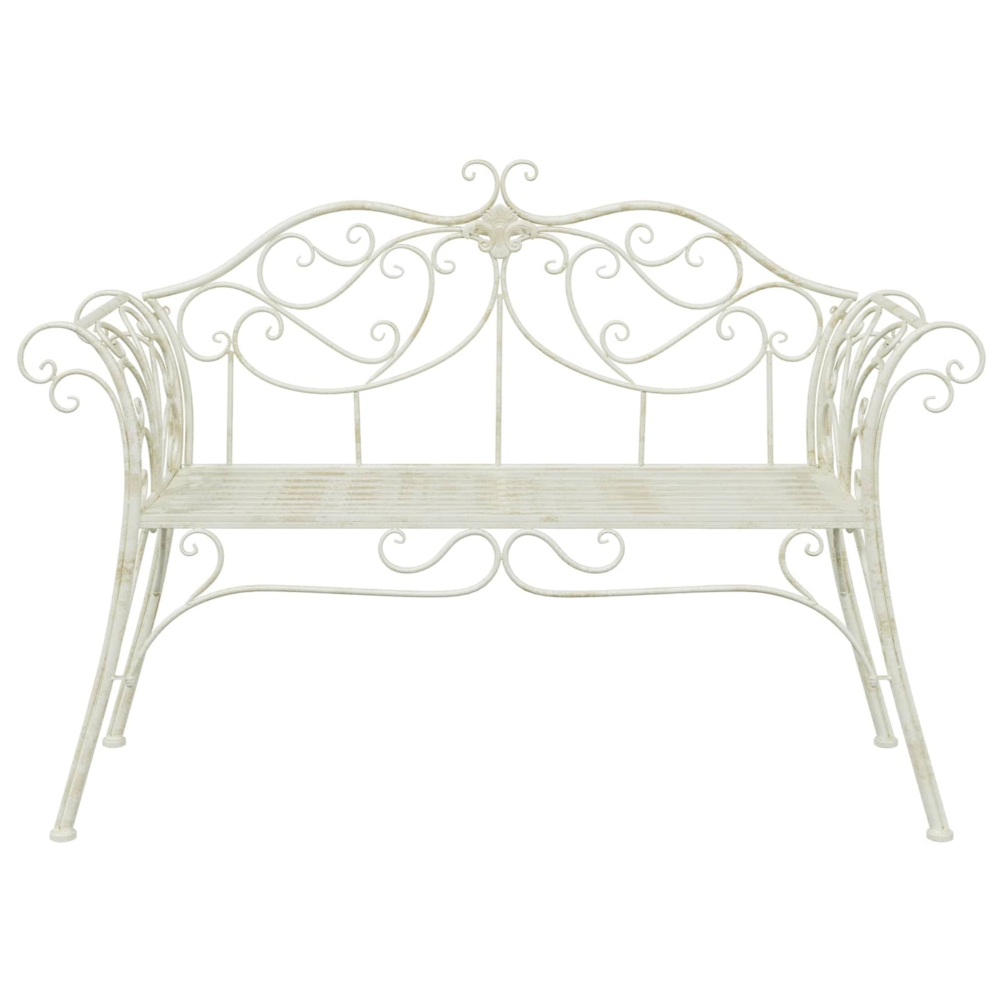 Garden Bench 2-Seater 130 x 47 x 90 cm Steel Antique White