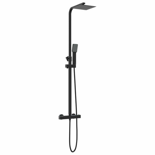Thermostatic Shower System Set Black Stainless Steel 201
