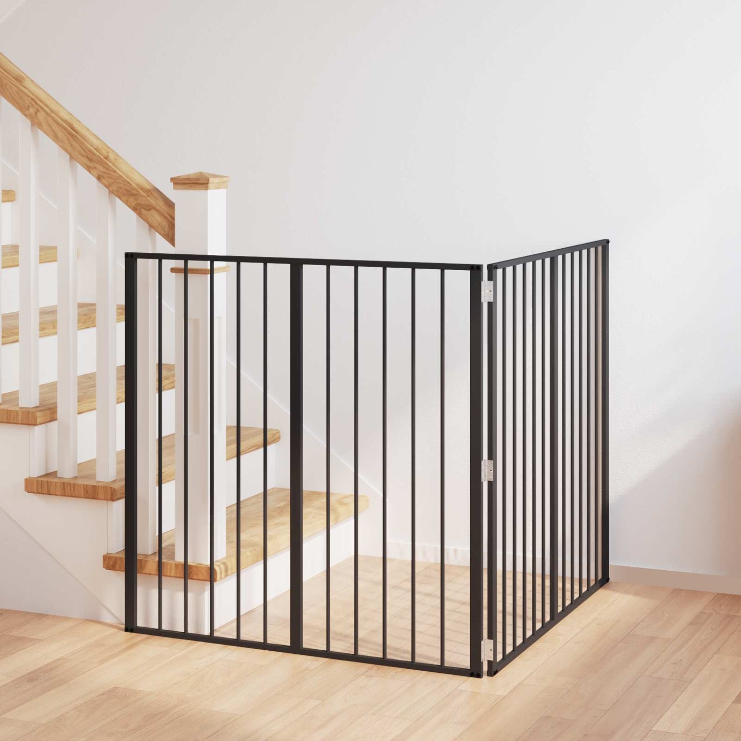 Dog Gate 2 Panels Black 100 x 100 cm Galvanised Steel