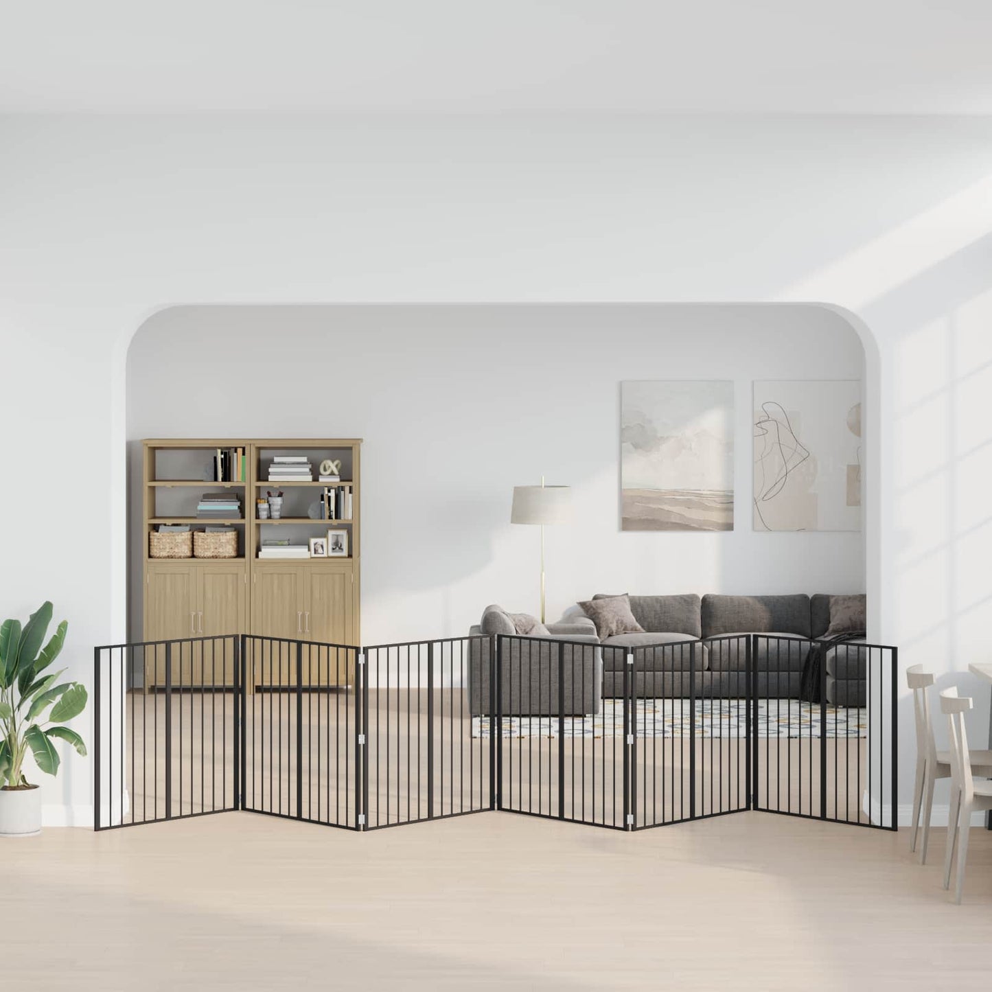 Dog Gate 6 pcs Black 100 x 100 cm Galvanised Steel