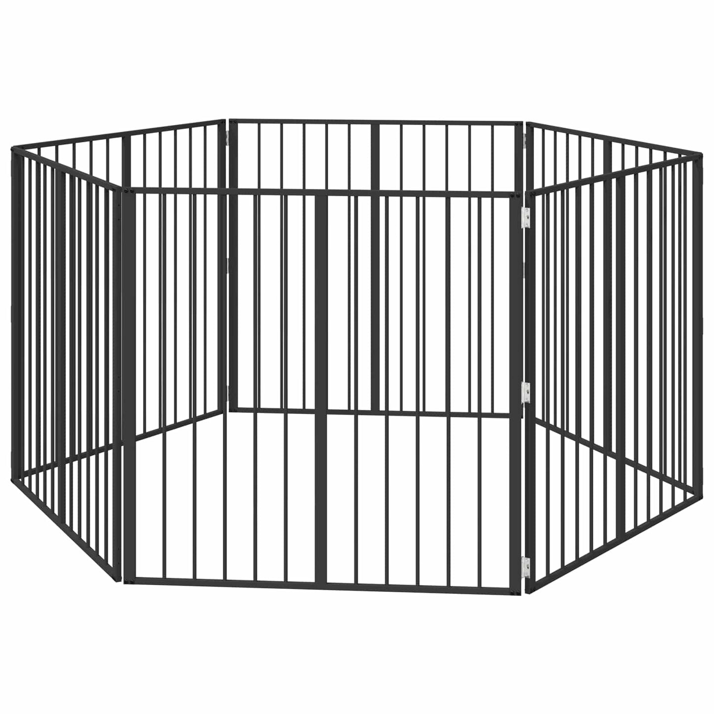 Dog Gate 6 pcs Black 100 x 100 cm Galvanised Steel