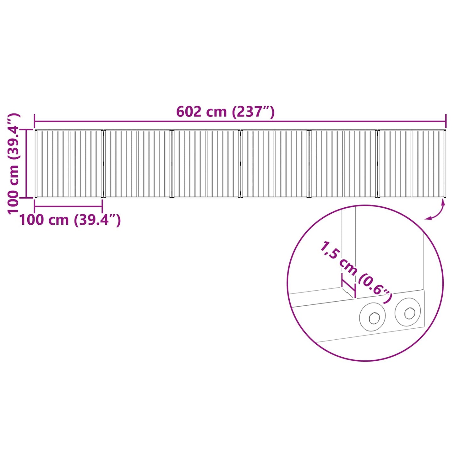 Dog Gate 6 pcs Black 100 x 100 cm Galvanised Steel