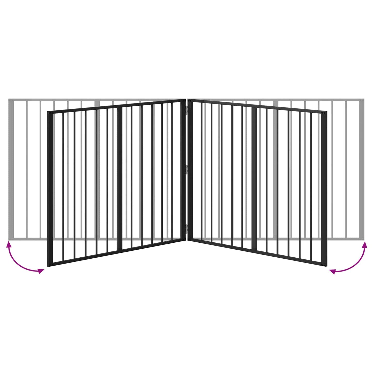 Dog Gate 2 pcs Black 100 x 80 cm Galvanised Steel