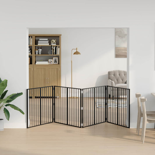 Dog Gate 4 pcs Black 100 x 80 cm Galvanised Steel