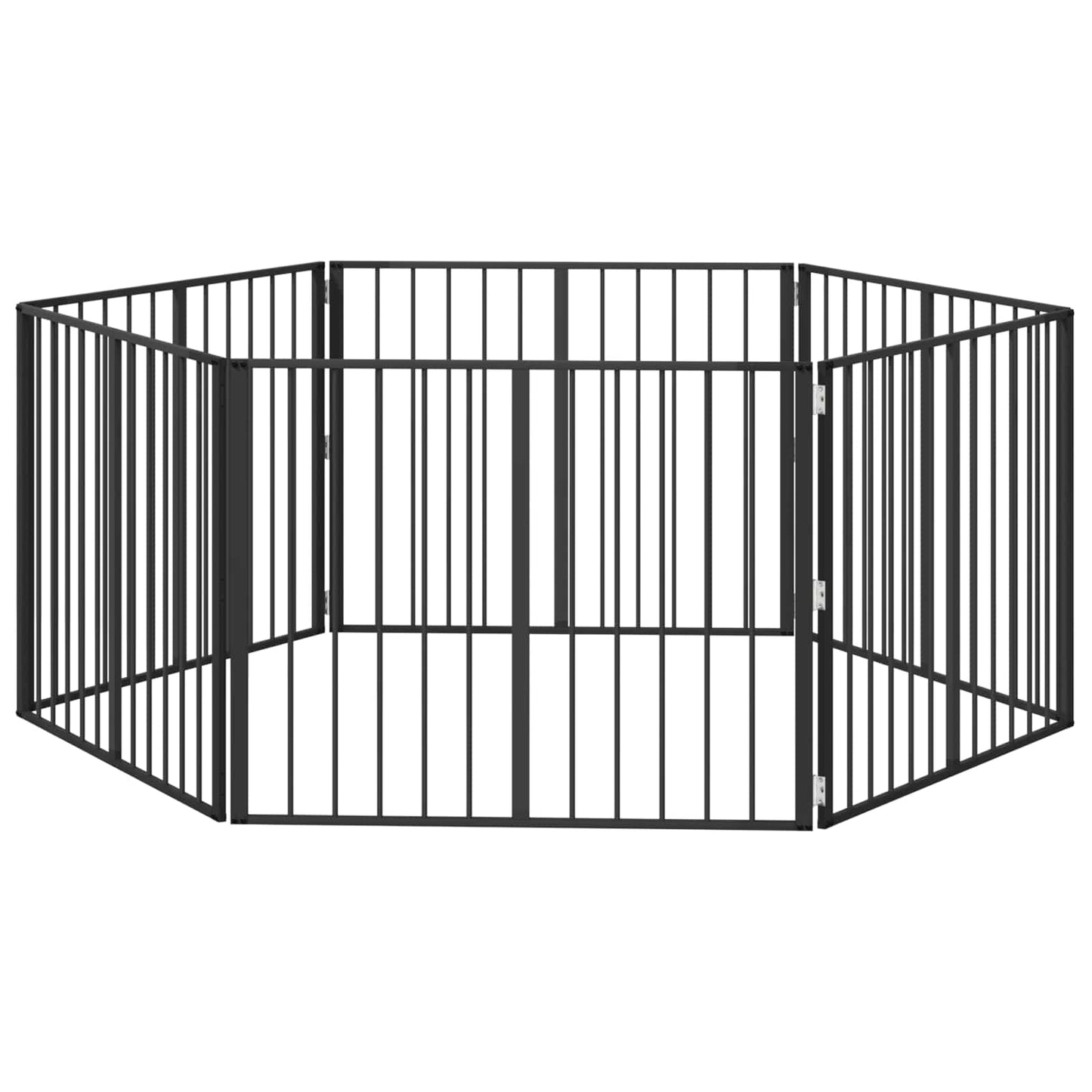 Dog Gate 6 pcs Black 100 x 80 cm Galvanised Steel