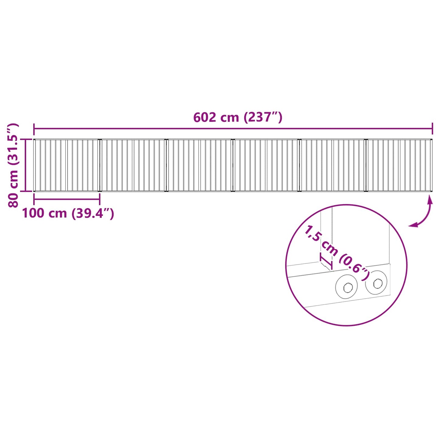 Dog Gate 6 pcs Black 100 x 80 cm Galvanised Steel