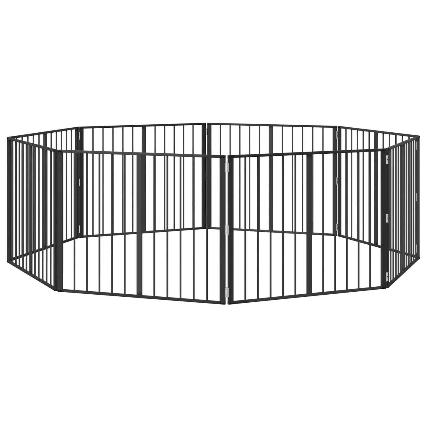 Dog Gate 8 pcs Black 100 x 80 cm Galvanised Steel
