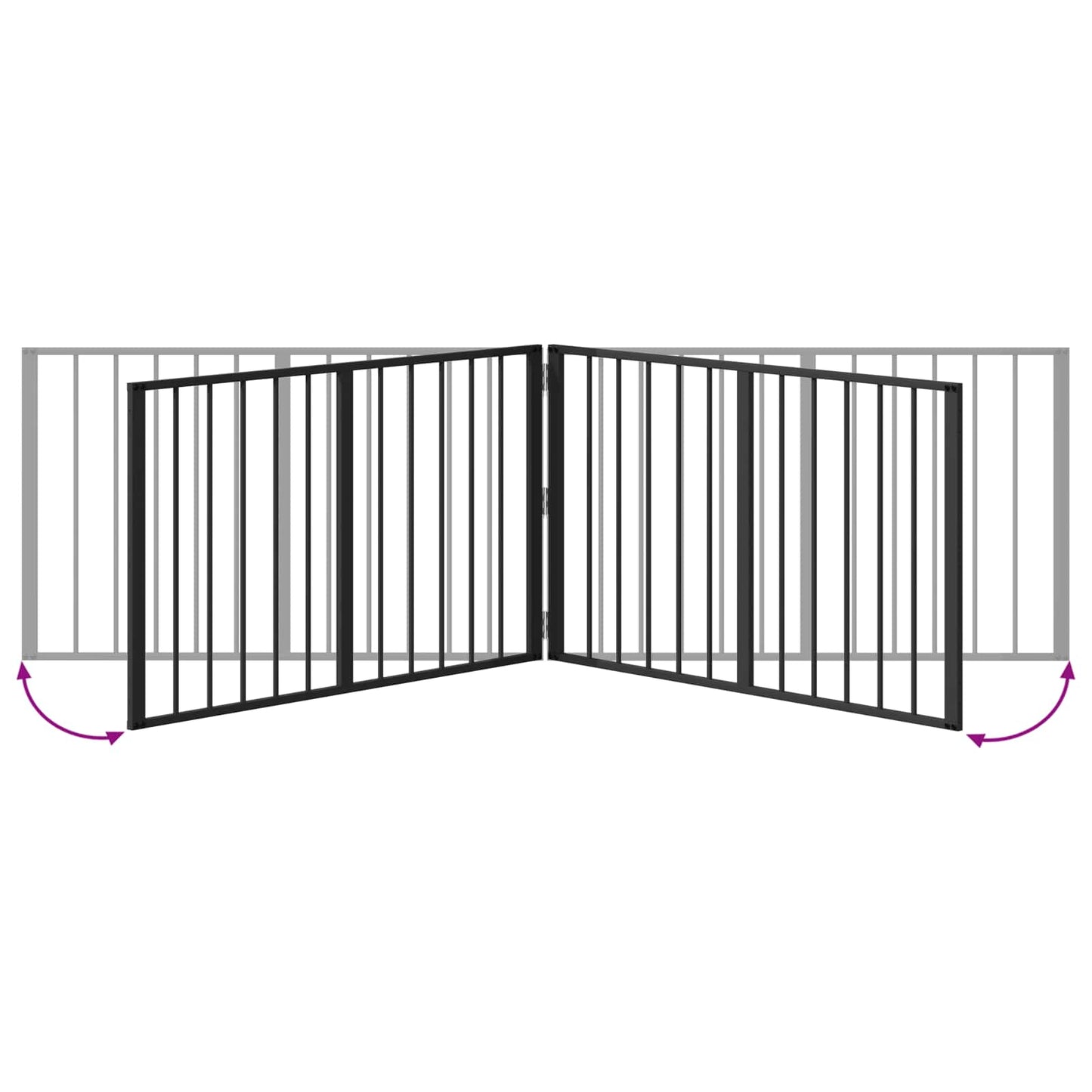 Dog Gate 2 pcs Black 100 x 60 cm Galvanised Steel