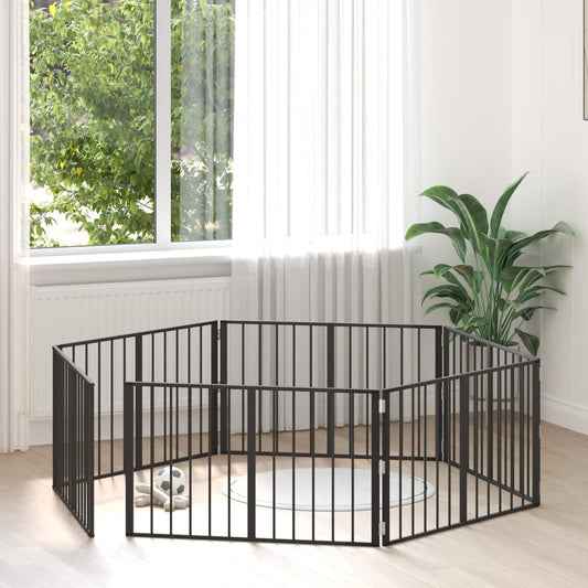 Dog Gate 6 pcs Black 100 x 60 cm Galvanised Steel