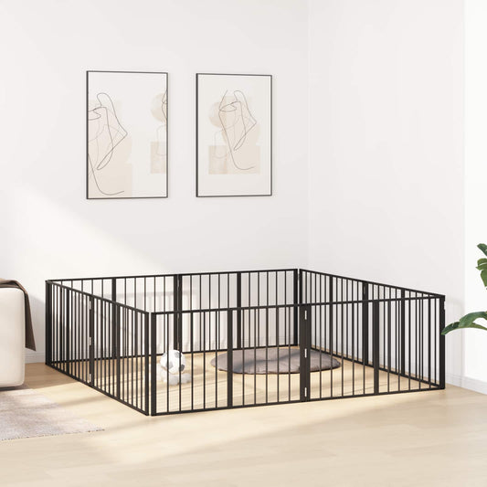 Dog Gate 8 pcs Black 100 x 60 cm Galvanised Steel