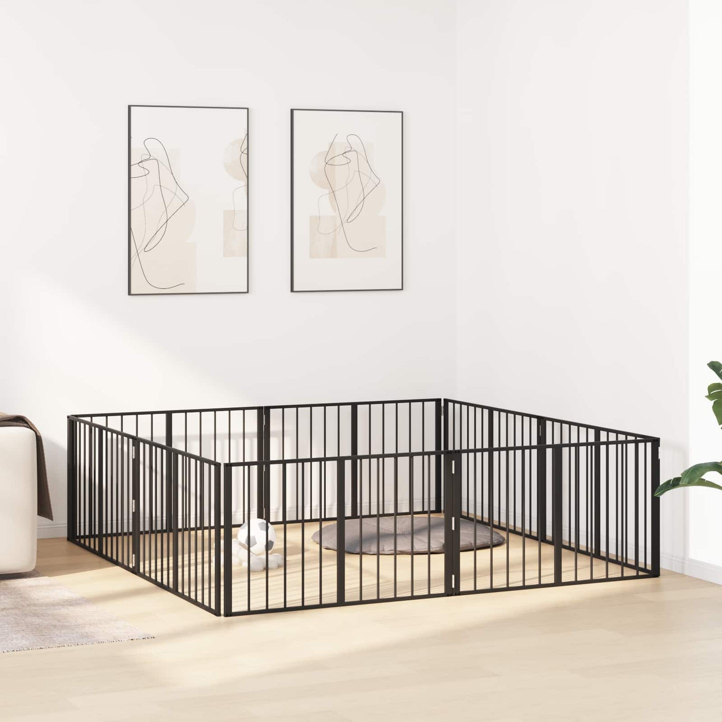 Dog Gate 8 pcs Black 100 x 60 cm Galvanised Steel