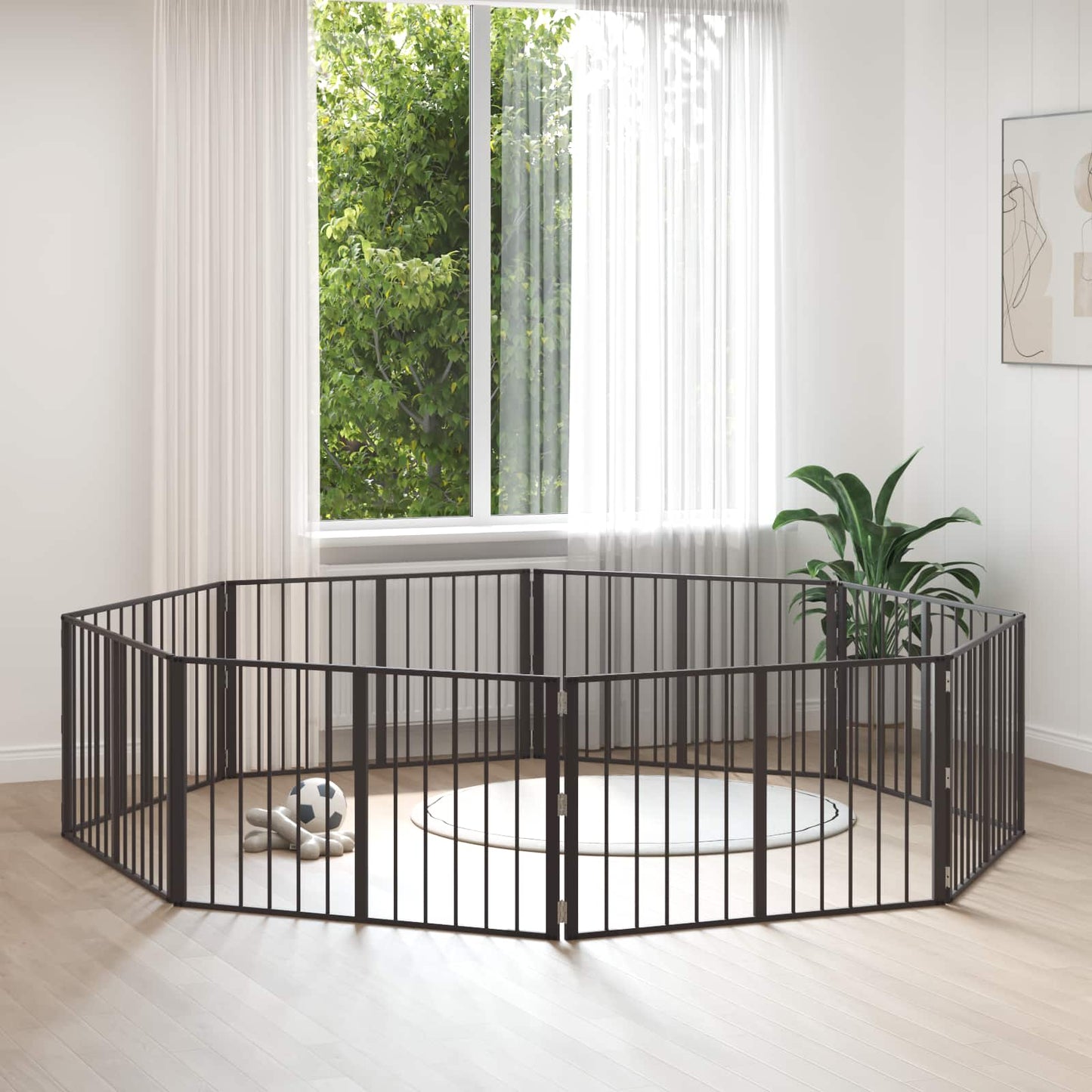 Dog Gate 8 pcs Black 100 x 60 cm Galvanised Steel