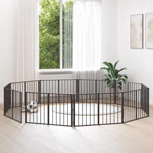 Dog Gate 10 pcs Black 100 x 60 cm Galvanised Steel